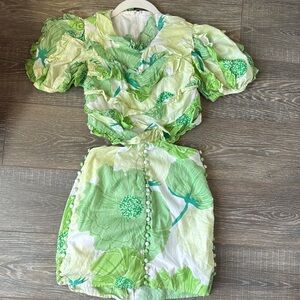 Sabo skirt - green floral cutout mini dress - size 4